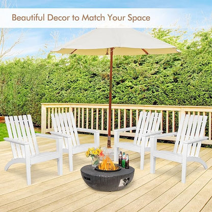 Tangkula Adirondack Chair Acacia Wood Outdoor Armchairs, Weather Resistant for Patio Garden Backyard Deck Fire Pit, Lawn Porch Furniture & Lawn Seating, Campfire Chairs, Adirondack Lounger (1, White)