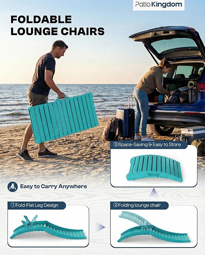 in-Pool Lounge Chairs Set of 2, Folding HDPE Pool Chairs Anti-Floating No Sandbags with Cup Holder & Handles - Photo 2