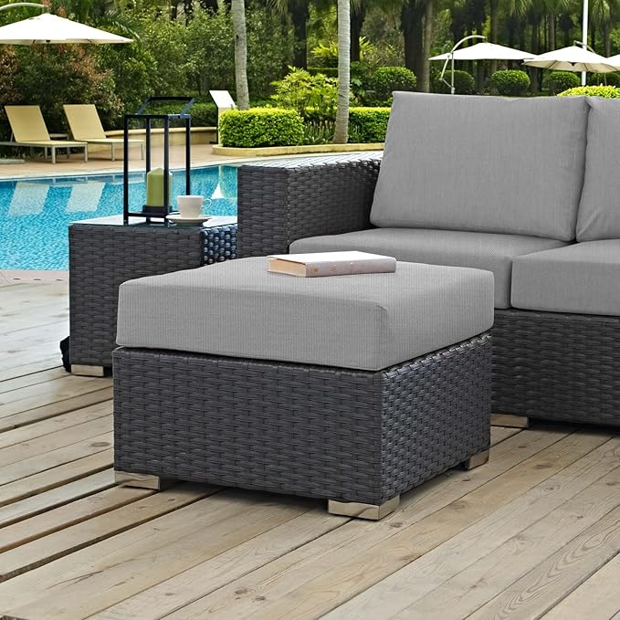 Modway EEI-1855-CHC-GRY Sojourn Outdoor Patio Sunbrella Ottoman in Canvas Gray - Photo 2