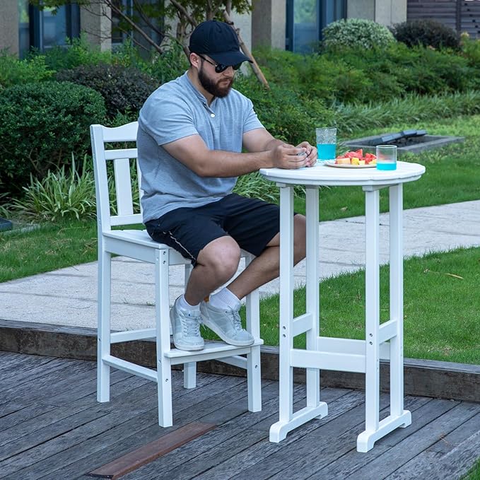 nalone Outdoor Bar Chairs and Table Set, HDPE Balcony Adirondack Chairs and Table 3 Pieces Set - Photo 4