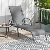 Giantex 2 Pack Patio Lounge Chair, Outdoor Chaise Lounge with 5 Adjustable Backrest, Sturdy Steel Frame - Photo 8