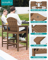 SERWALL Tall Adirondack Chairs Set of 4 with Double Layer Connecting Tray, HDPE Bar Height Outdoor Chairs - Photo 4