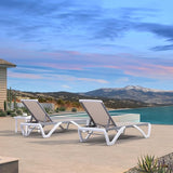 PURPLE LEAF Patio Chaise Lounge Chair Set of 3 Outside Aluminum Plastic Stackable Tanning Chairs for Pool Sunbathing - Photo 3