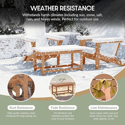 WestinTrends Malibu Outdoor Coffee Table, 35" x 17.5" All Weather Poly Lumber Patio Adirondack Coffee Table for Garden Lawn Porch Balcony, Teak