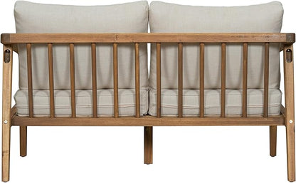 Christopher Knight Home Westin Acacia Wood Patio Loveseat Sofa with Cushion, Outdoor 2-Seater Sofa with Removable Cushions, Patio Furniture Sofa for 2, Teak+Beige