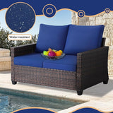 Outdoor Loveseat, All-Weather Patio Deep Seat 2-Seater Rattan Sofa with Water Resistant Cushions for Balcony, Backyard - Photo 7