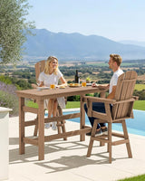 SERWALL 3-Piece Swivel Adirondack Bar Set, HDPE Swivel Bar Height Chairs Set of 2 with Bar Table - Photo 5