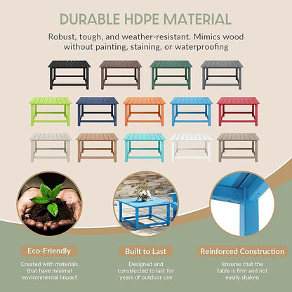 WestinTrends Malibu Low Outdoor HDPE Square Patio Coffee Table, Pacific Blue