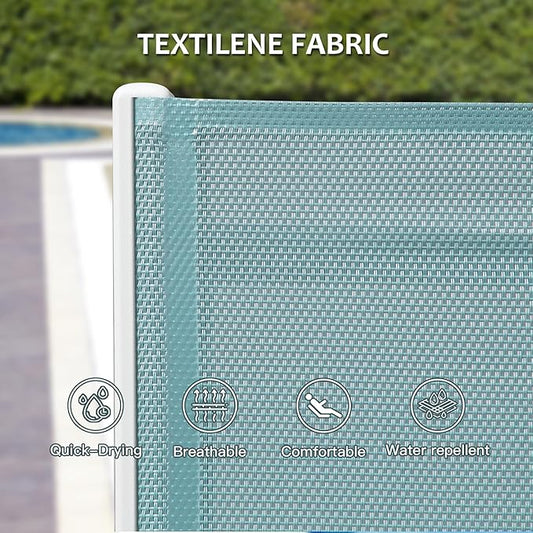 Domi Patio Chaise Lounge Set of 2 with Side Table, Aluminum Adjustable Pool Lounge Chairs,Sunbathing Lounger for Deck Lawn Patio Backyard,Textilene - Turquoise Blue