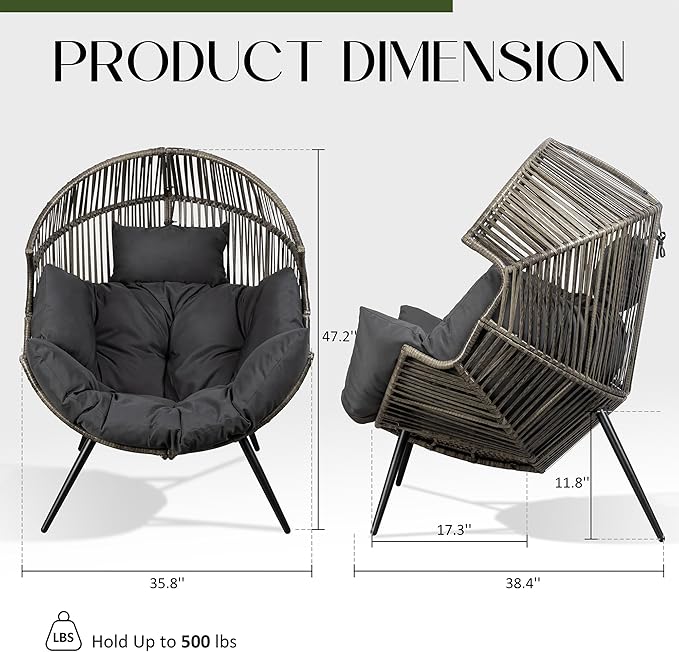 JAMFLY Egg Chair Wicker Outdoor Chairs - Photo 2