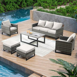 Rilyson Wicker Outdoor Patio Furniture Set - 6 Piece Patio Conversation Set with 2 Armrest Chairs, 2 Rattan Ottoman - Photo 7