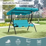 RELAX4LIFE 3-Person Porch Swing Chair - Outdoor Swing w/Adjustable Canopy, Removable Cushion & Metal Frame Stand - Photo 9