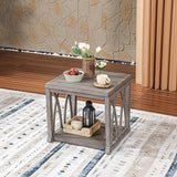 Aluminum Outdoor Side Table, 20.3" Square Patio End Table with Double-Layer Storage Design - Photo 1