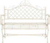 Safavieh PAT5017A Collection Adina Antique White Wrought Iron 51.25" Outdoor Garden Bench - Photo 1