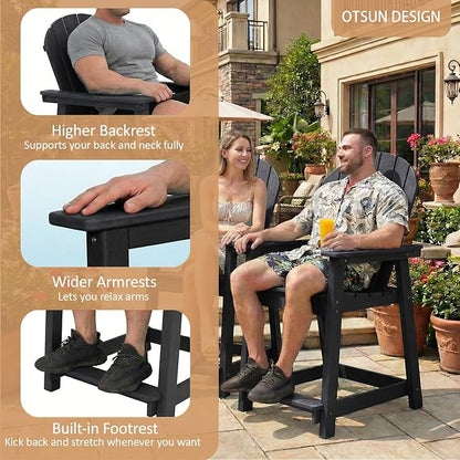 OTSUN Tall Modern Adirondack Chairs Set of 6, All Weather HDPE Bar Height Adirondack Stools Widened Durable Design for Porch Patio Yard Lawn Fire Pit Bistro Basement Indoors & Outdoors