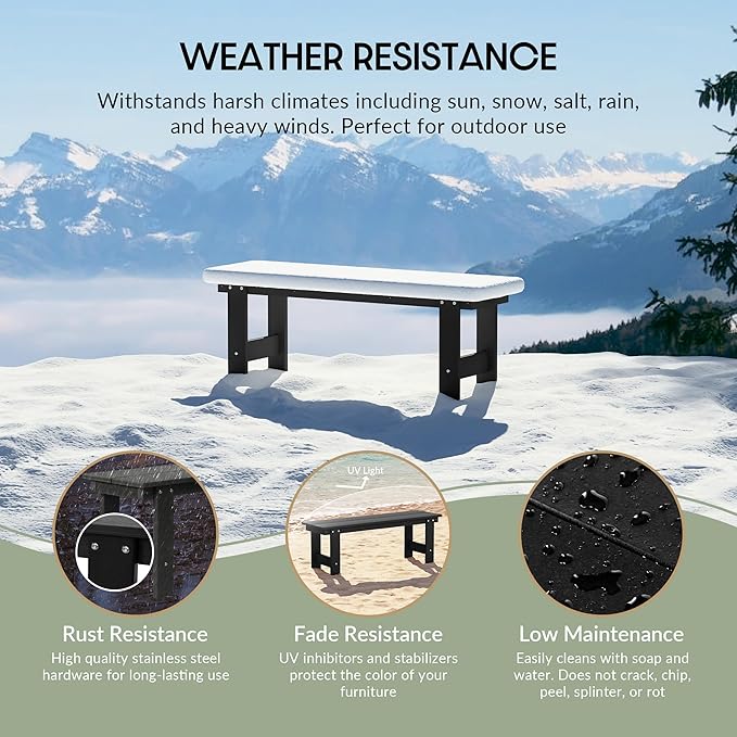 WestinTrends Ashore Outdoor HDPE 48" Modern Backless Patio Bench, Dark Brown