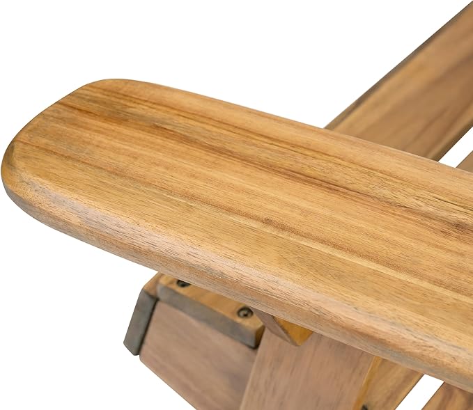 Outdoor Adirondack Chair, Acacia Wood with Slatted Back and Wide Armrests, Comfortable and Durable, Foldable Design for Deck, Backyard, Garden, Teak