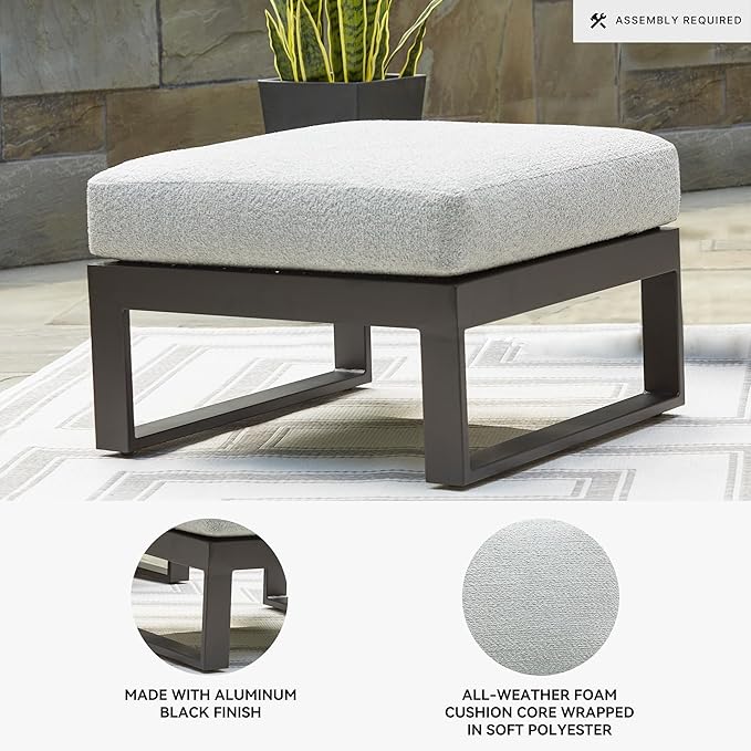 Signature Design by Ashley Beachloft Casual Nuvella Weather Resistant Fabric Square Outdoor Ottoman with Cushion - Photo 3