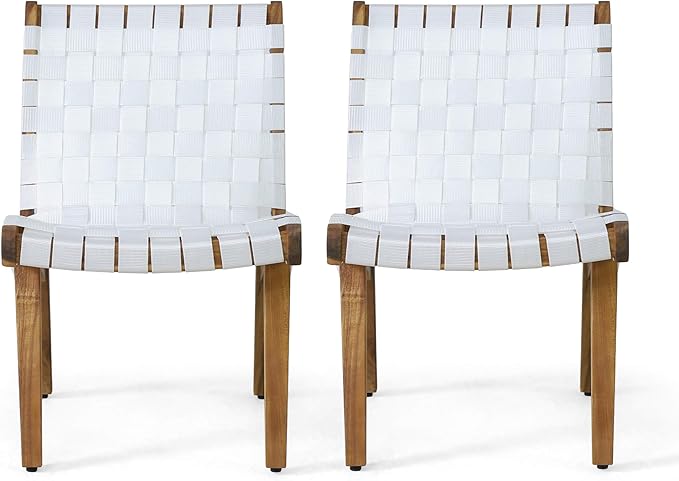 Christopher Knight Home Charlotter Outdoor Lounge Chair, White + Teak