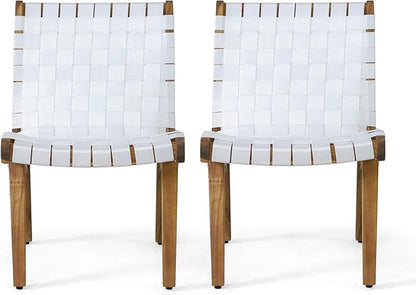 Christopher Knight Home Charlotter Outdoor Lounge Chair, White + Teak