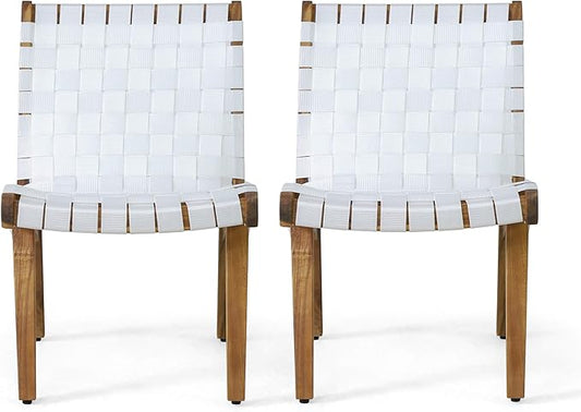 Christopher Knight Home Charlotter Outdoor Lounge Chair, White + Teak