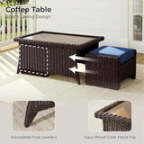 CHITA 6 Pieces Wicker Patio Furniture Set, Outdoor Conversation Set with 2 Pieces Rattan Rocking Swivel Chairs - Photo 6