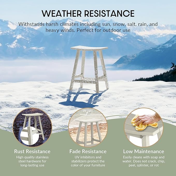 WestinTrends Malibu 2 Piece Set of 24 Height Outdoor/Patio Saddle bar stools, Sand - Photo 4