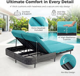 BULEXYARD 51.2" Double Chaise Lounge Outdoor, 2-Person PE Wicker Patio Daybed with Dual 5-Position Adjustable Backrest - Photo 6
