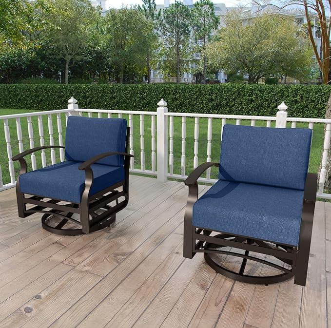 Kurapika 1 Piece Patio Furniture Chair, Outdoor Aluminum Swivel Glider Rocker, Patio Bistro Set Rocking Chair for Porch, Garden, Patio, Navy Blue