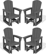 SERWALL Outdoor Glider Chair Set of 4, HDPE Wood-Like Patio Glider Rocker All-Weather Porch Glider for Outside, Gray - Photo 1