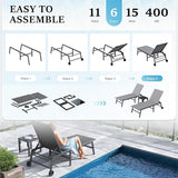 UDPATIO Patio Lounge Chair with Wheels 2 Pieces Outdoor Chaise Lounge with Side Table 5 Adjustable Position Recliner - Photo 9
