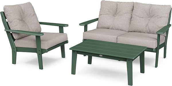 POLYWOOD® Lakeside Deep Seating Set, Green/Weathered Tweed - Photo 1