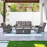 Belord Patio Wicker Furniture 4 Pieces Outdoor Furniture Set Patio Sofa Set with Wicker Chairs and Coffee Table - Photo 8