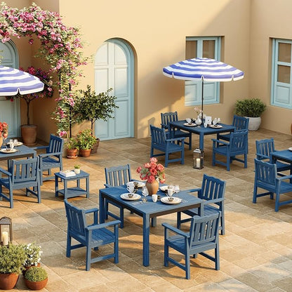 Stoog All-Weather Patio Chairs Set of 2, Heavy Duty Outdoor Chairs with 400 lbs Weight Capacity, Garden Chair for Backyard, Deck, Lawn & Porch, Blue