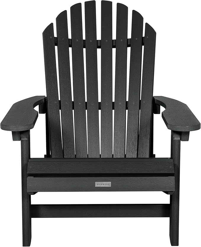 highwood Hamilton Folding and Reclining King Size Adirondack Chair, Black