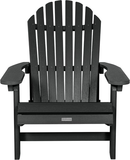 highwood Hamilton Folding and Reclining King Size Adirondack Chair, Black