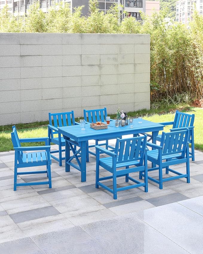 Patio Dining Chair Set of 2, HDPE Outdoor Dining Chair, Ergonomic HDPE Dining Chairs with Deep Seating - Photo 3