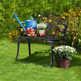 Outvita Patio Garden Bench, 38" Cast Aluminum Outdoor Chair Anti-Rust Weather Resistant Patio Bench Rose Pattern Bench - Photo 8