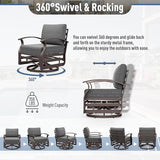 Kurapika 3 Pieces Patio Furniture Set, Outdoor Aluminum Swivel Gliders Rocker - Photo 4