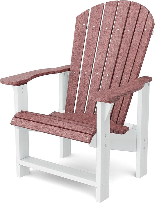 Wildridge Heritage Upright Adirondack Chair, Cherrywood and White - Outdoor All-Weather Poly Furniture for Patio, Deck, Yard
