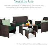 Best Choice Products Set of 2 Wicker Ottomans, Multipurpose Outdoor Furniture for Patio, Backyard, Additional Seating - Photo 4