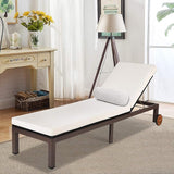 HAPPYGRILL Patio Chaise Lounge Chair Outdoor Rattan Lounger Recliner Chair Adjustable Position Folding Wicker Lounge - Photo 5