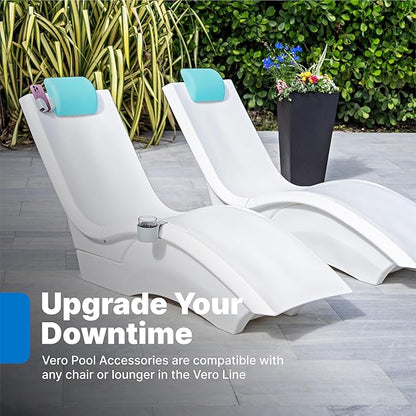 Step2 Vero Pool Lounger and Accessories Bundle, White & Blue