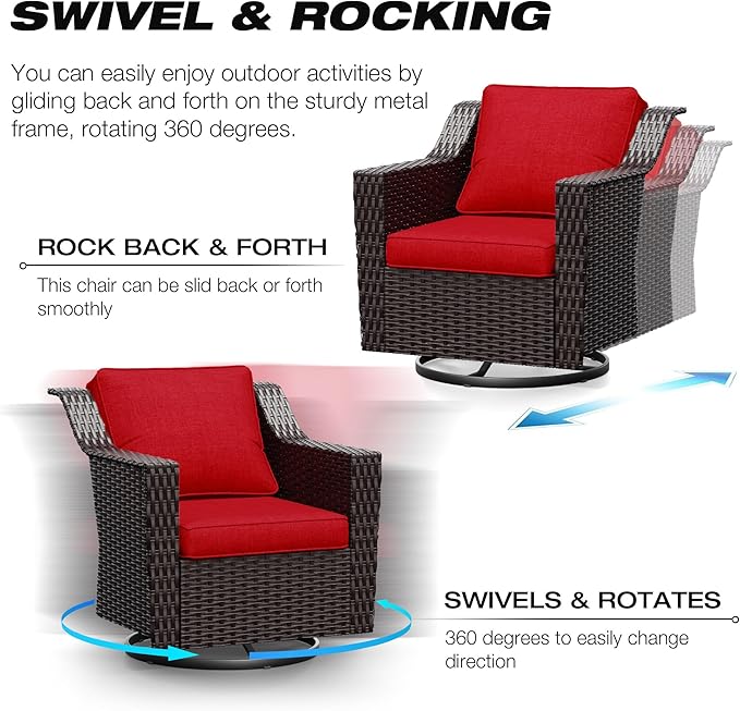 Joyside Outdoor Swivel Chair, Patio Swivel Chairs with Wide Armrest and Thick Cushions, Upgraded Large Size for Backyard - Photo 3