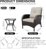 Joyside Wicker Patio Chairs, 3 Piece Rattan Outdoor Furniture with Thickened Cushions, High Back, Deep Seating - Photo 2