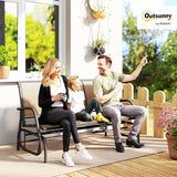 Outsunny 3-Person Patio Glider Bench, Outdoor Porch Glider Swing with 3 Seats, Breathable Mesh Fabric, Metal Frame - Photo 2