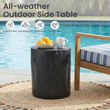 HOMPUS Concrete Outdoor Side Table, Tree Stump Modern Round Accent Table - Photo 3