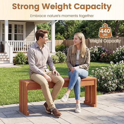 Tangkula Wood Outdoor Garden Bench Set of 2, 2-Person Patio Backless Bench with Solid Wooden Frame, Wooden Plant Stand with 440 LBS Weight Capacity, Outside Bench for Backyard, Porch, Entryway, Park