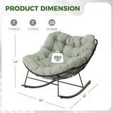Grand patio Outdoor Rocking Chair, E-Coated Modern Cozy Lounge Rocker Chair with Cushion for Balcony Porch Patio - Photo 2