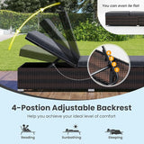 Tangkula Outdoor Chaise Lounge, Patio Wicker Lounge Chair w/ 4-Level Backrest, Heavy-Duty Metal Frame - Photo 5